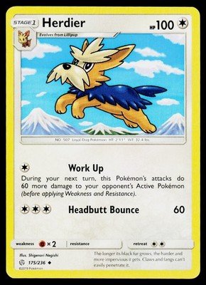 Herdier 175/236 Uncommon Cosmic Eclipse Pokemon Near Mint
