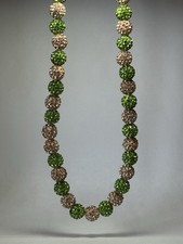 MLB Inspired Boys Rhinestone Crystal Disco Ball Baseball Necklace Green, peach