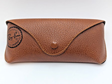 Ray-Ban Brown Leather Soft Sunglasses Case Snap Closure w/ Cleaning Cloth