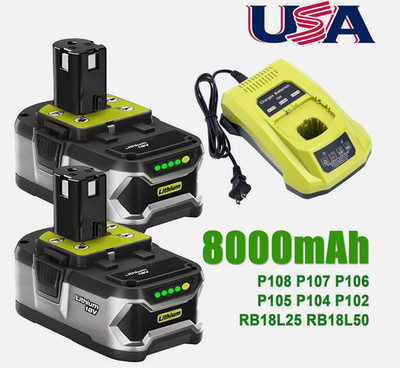 8.0Ah 18Volt For RYOBI P191 18V For One+ Plus High Capacity Lithium Ion Battery