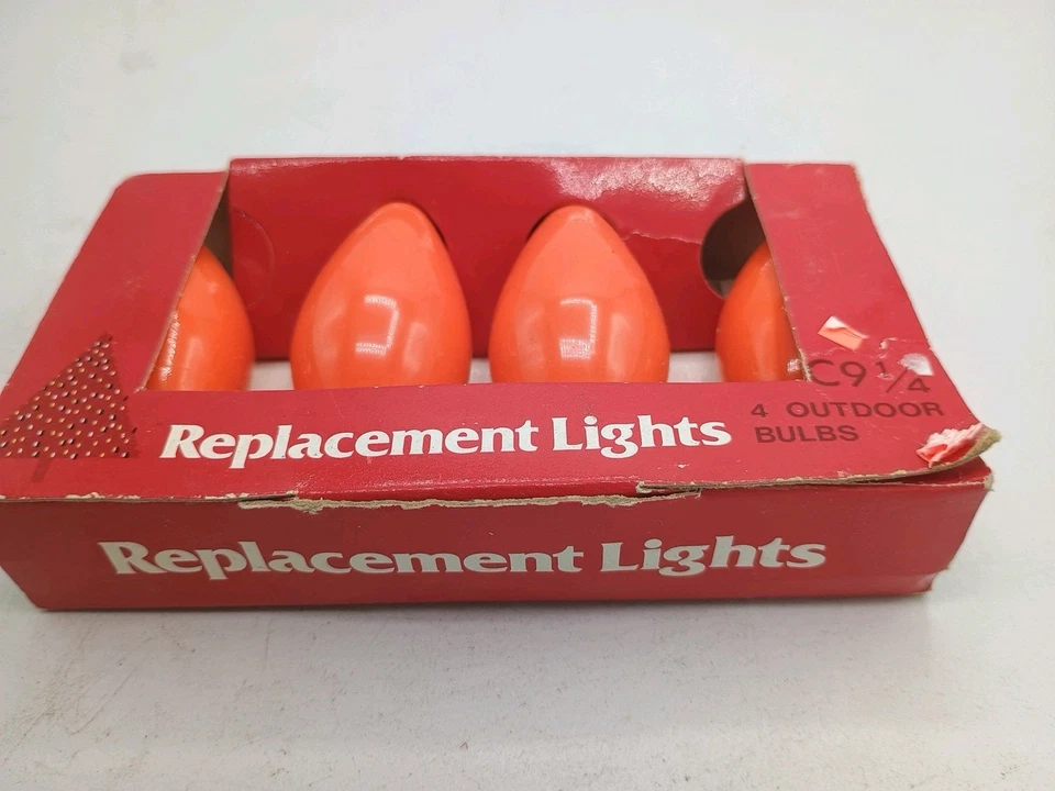 Christmas Replacement Lights Size C9 Orange 4 Replacement Lights From Woolworth - Image 3 of 4