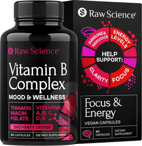 Vitamin B Complex Capsules B Vitamins: B1 B2 B3 B5 B6 B7 B9 B12 Biotin Folic