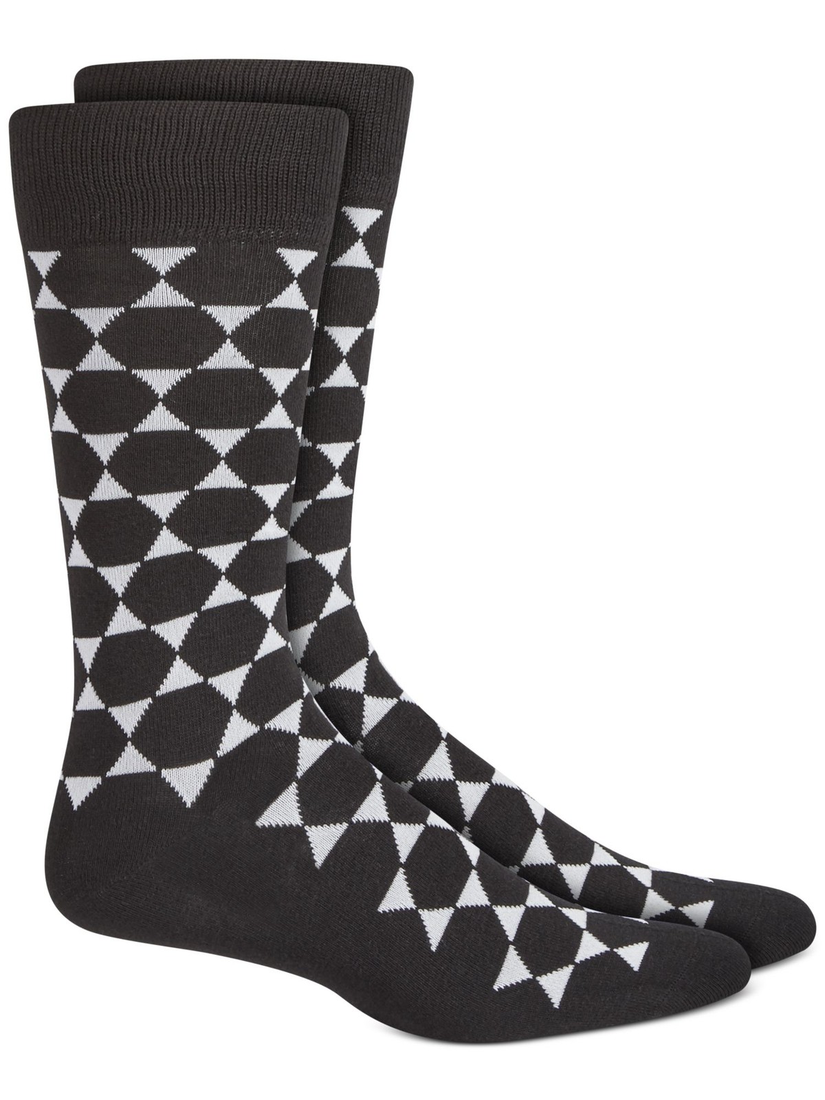 ALFATECH BY ALFANI Mens Black Rayon Geometric Seamless Casual Crew Socks 7-12