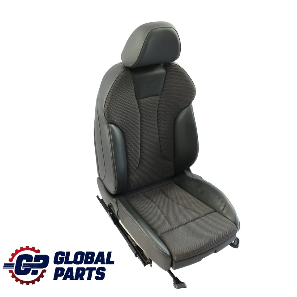 Audi A3 8V 5 Portes Siège Avant Sport Intérieur Semi Cuir Noir Gris Gauche - Photo 2/4