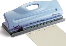 Officemate Adjustable 6-Hole Punch for Planners and Binders, 8 Sheet Blue