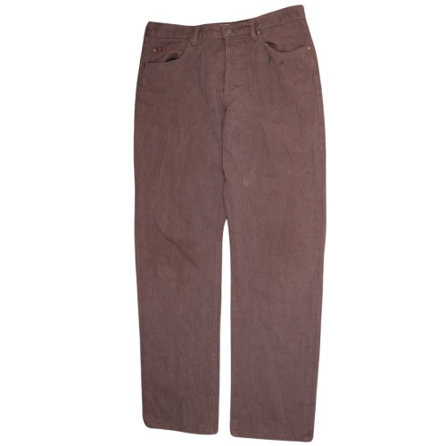 Lee Mens Corduroy Trousers Brown Flat Front Straight Leg Zip Fly Pockets XL