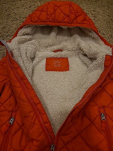 Kids Orange LL Bean Puffer Jacket 12-18 Medium - Picture 4 of 5