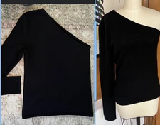 Rick Owens Performa Cashmere One Shoulder Sweater F W 2020 Sz M black seamed