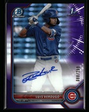 Luis Verdugo 2022 Bowman Chrome Prospects Autograph Purple Refractors #/250 Cubs