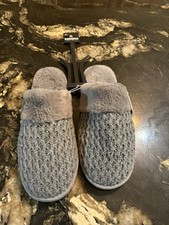 NWT Sonoma Goods For Life Womens Slippers Gray Knit Faux Fur Lined Size L 8-9