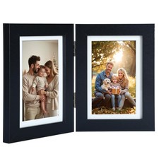 4x6 Double Picture Frame with Tempered Glass in Black,Vertical Display 3x5 wi...