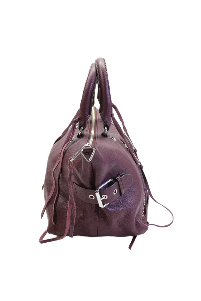 Rebecca Minkoff Womens Leather Whipstitch Handle Satchel Shoulder Handbag Purple - Image 2 of 4