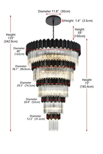 Elegant Lighting Willow 48" Chandelier in Black - Picture 8 of 8