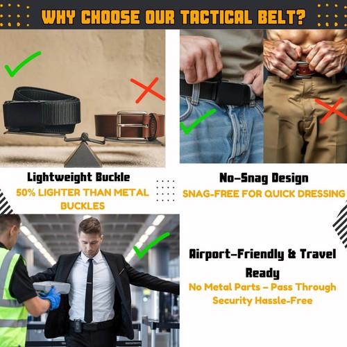 2 Pack Nylon Belts for Men Military Tactical Slide Plastic Buckle Belt Adjust... - Picture 4 of 7