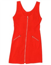 VINTAGE Womens Sleeveless Sheath Dress EU 38 Medium Red Polyacrylic AY14