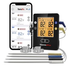 ThermoPro TP25 650FT Wireless Meat Thermometer with 4 Probes, Bluetooth T-21