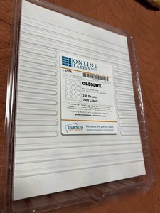 Online Labels OL350WX, 250 Sheets/3000 Labels, 2.5" Round, Standard White Matte