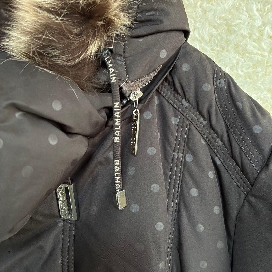 Balmain Down Coat with Fur Dot Pattern Black, War… - image 17