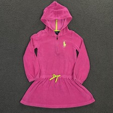 Polo Ralph Lauren Dress Girls 6 Pink Cover Up Towel Hooded Terry Pool Beach