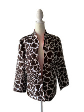 Chico  s Open Front Blazer Jacket Women Medium Long Sleeve Animal Print Workwear