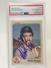 1983 Fleer Wade Boggs #179 On card Rookie Autograph PSA Authentic RC AUTO PSA 10