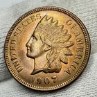 1907 Indian Head Penny UNC LUSTER 1c One Small 1 Cent US Coin