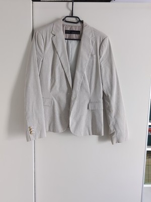 Zara Basic Blazer Beige Nadelstreifen Gr. L