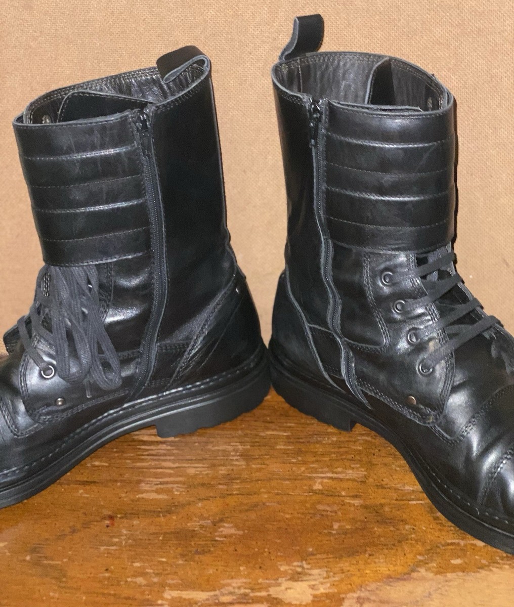 Bruno Magli Black leather Lace-Up Combat Boots side zippers 11 M Anthony Boot – Bruno Magli main image 4