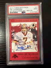 2015 Gridiron Kings Joe Theismann All Time Stat Kings Red Frame Auto 4/7 PSA 9