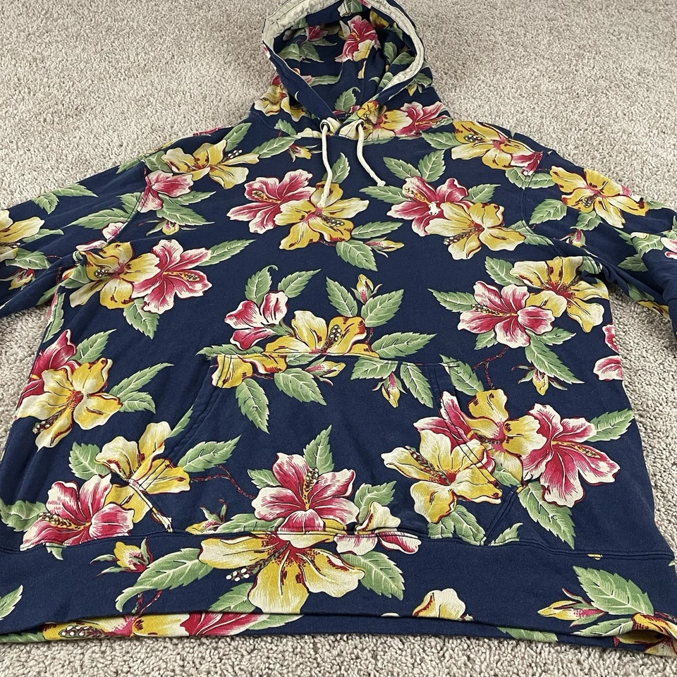 Толстовка с капюшоном мужская Polo Ralph Lauren большая цветочный гибискус гавайский конькобежный курорт T88 - Изображение 4 из 4