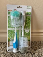 NEW Munchkin Sponge Bottle Brushes, 2 pack, 1 blue brush, 1 gray brush