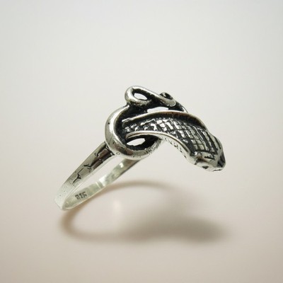 Echt Sterling Silber Ring Schlange Kobra massiv 925 Handarbeit Kaiserin