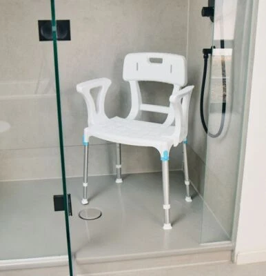 Russka Duschstuhl mit Rückenlehne Armlehne 150 kg laguna Duschhocker verstellbar