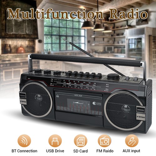 Retro-style Multifunction Radio 2 Way Bluetooth Speaker System, w/ FM, AM, SW - Picture 2 of 9