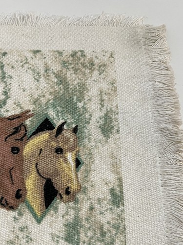NWT Stevens Linen Vintage Woven HORSES Placemat w/ Fringe 17" x 12" - Picture 2 of 6