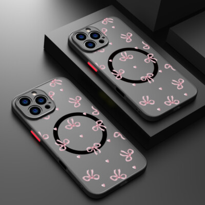 Handyhülle Für iPhone 16 15 Pro Max 14 13 12 11 Magsafe Cute Bow Magnetic Cover