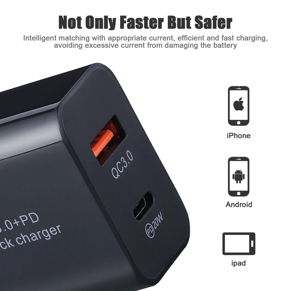 LOT 20W PD Type C Dual USB Wall Charger Type C To Type C USB/Type C 3FT 10FT - Image 2 of 4