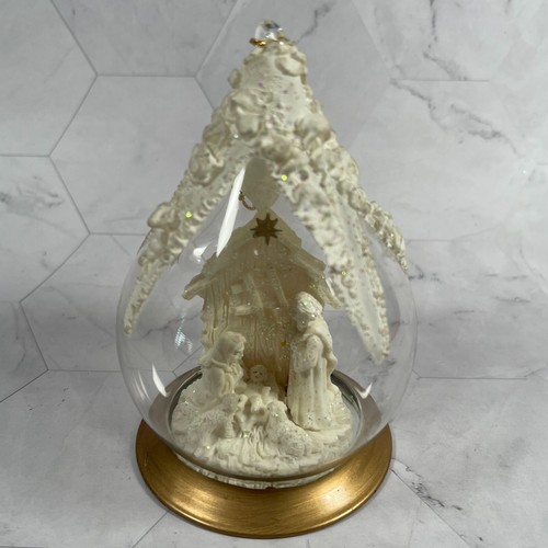 Vintage Glas Krippe Christbaumschmuck mit umschlossen Goldsockel