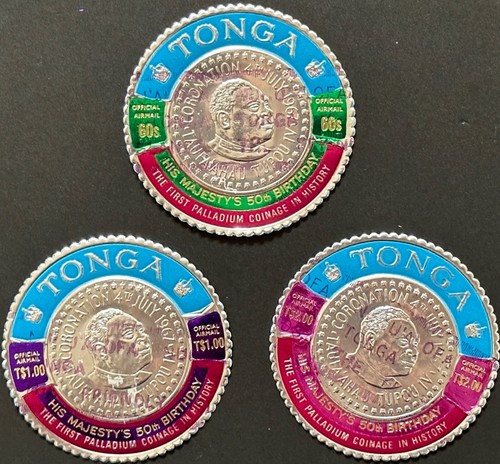 StampTLC Tonga 136 CO22 King Coronation Queen Heart Round Gold PALLADIUM Coin - Picture 3 of 22