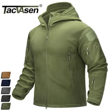 Men's Full-Zip Fleece Jacket Windproof Hikng Casual Work Hooded Windbreaker Coat