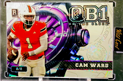 2025 Wild Card QB1 Cam Ward 8/8 White Oil Spill/Purple Watch Face