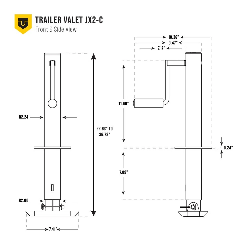 Trailer Valet Center Drill Jack 2,000 lbs, Footplate, Rust-Resistant TVJX2-C - Image 4 of 4
