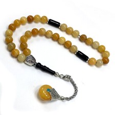 Yellow Jade Stone Prayer Beads Worry Beads Tesbih-Tasbih Masbaha (8 mm-33 beads)
