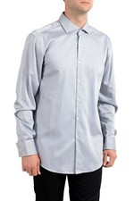 Hugo Boss Men's "Jason" Gray Slim Fit Long Sleeve Dress Shirt US 17 IT 43