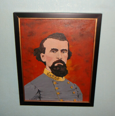 US Bürgerkrieg- Nathan Bedford Forrest - Acrylbild handgemalt m. Bilderrahmen