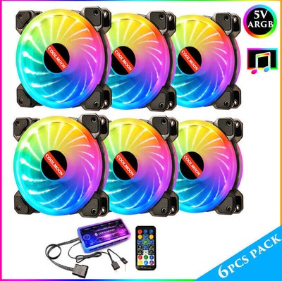 6 Stk RGB Lüfter Set 7 Farben Gehäuse LED Fernbedienung Einstellbar AURA SYNC DE