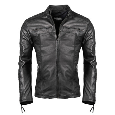 PAULGOS Herren Lederjacke Echtes Leder  Fashion in 5 Farben Gr. S-7XL 