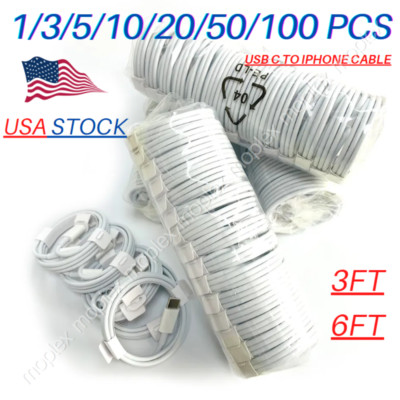 20W PD USB Type C Fast Charger Cable Lot For iPhone 14 13 12 11 Pro Max XR iPad