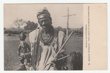 Early postcard, Africa, Soudan francais, Samo man with fetish, Upper Volta, 1910