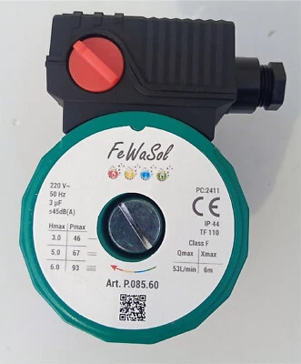 FEWASOL für Wilo Umwälzpumpe Ersatzmotor Pumpenkopf 6 M Förderleistung Heizungspumpe